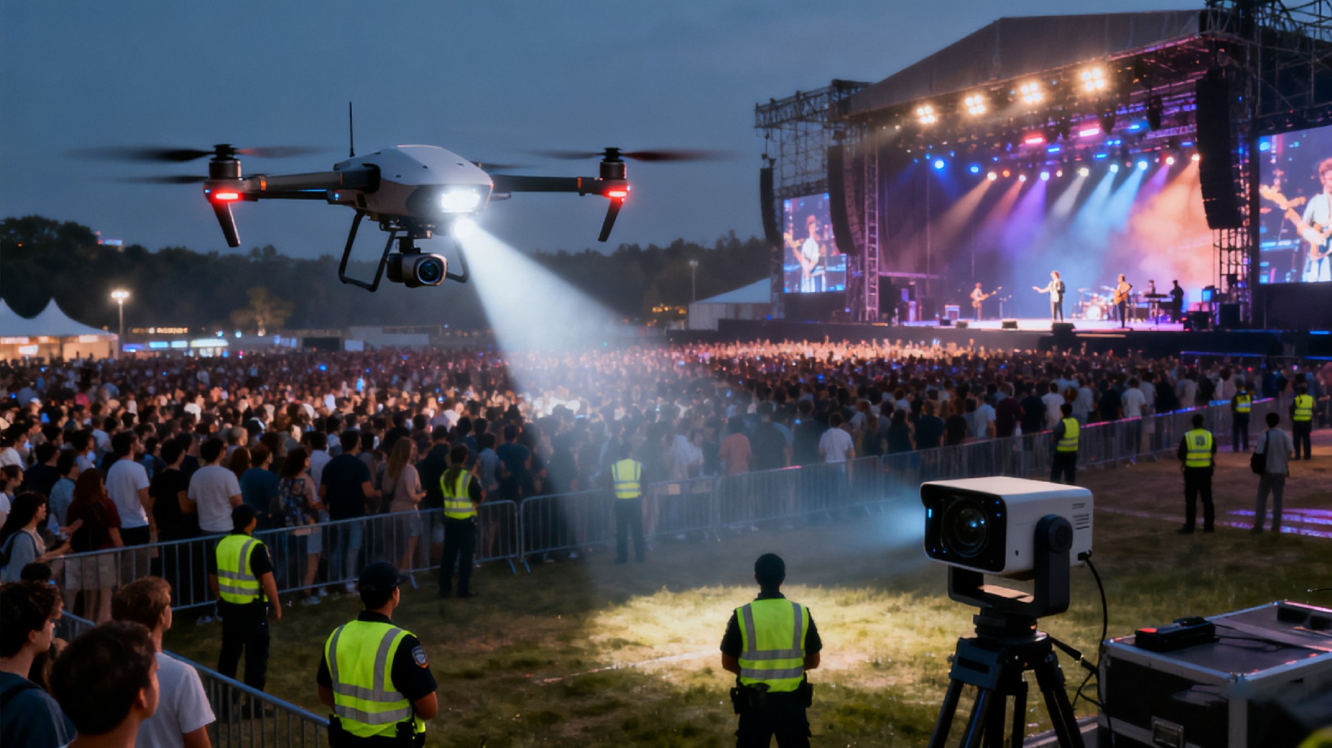 在 “大型活动安防”（如演唱会、体育赛事）中，无人机飞行需遵守哪些特殊管控要求？如何平衡 “安防监控范围” 与 “避免干扰人群 / 主活动区域”？